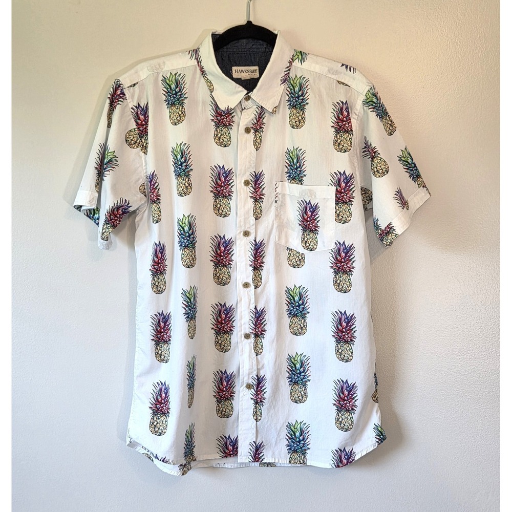 Hawks Bay Mens  100% Cotton Hawaiian Tropical Resort Shirt Size L